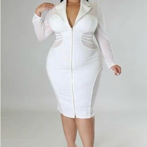 Elegant White Zipper Dress